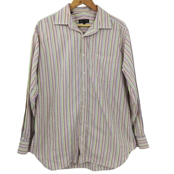 Robert Talbott Striped Button Front Dress Shirt Size 16.5 35 Rainbow Pride - Picture 1 of 12